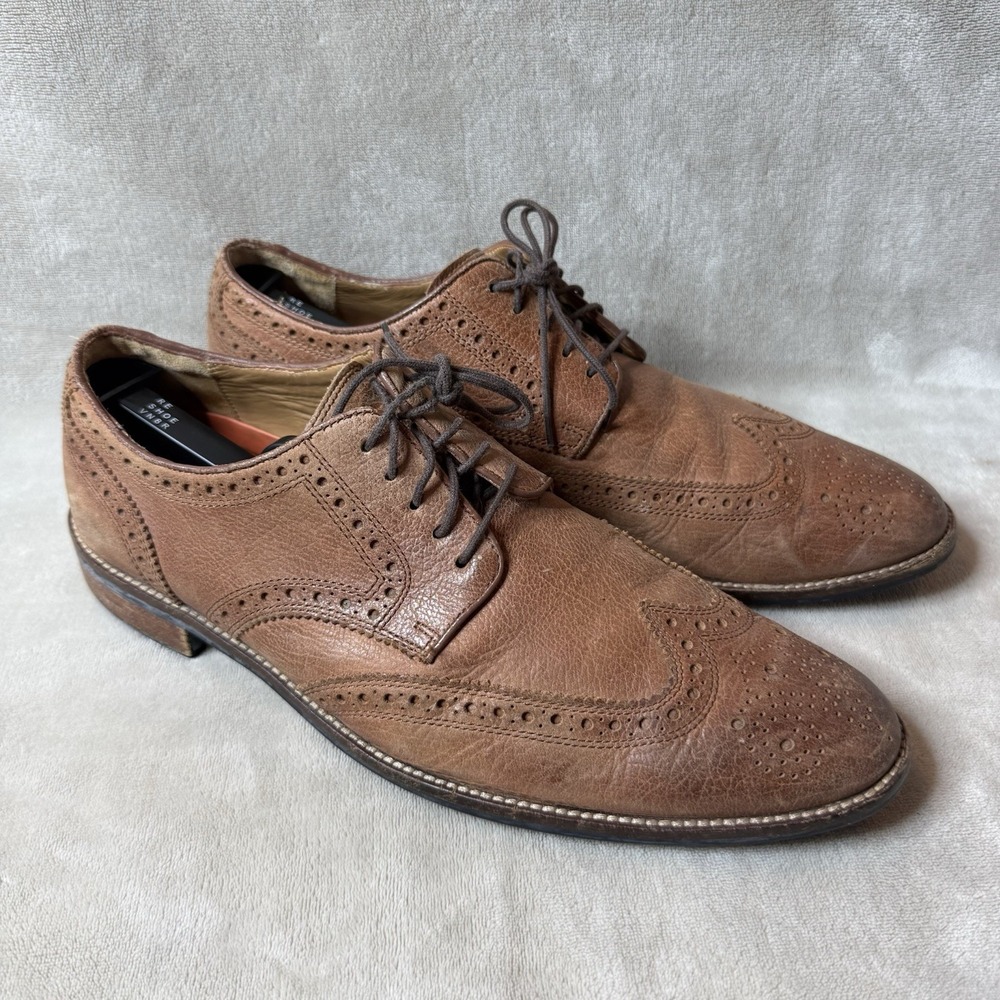 Mens 10 M Cole Haan Lenox Hill Grand OS Wingtip C12362 Brown Leather Derby Shoes